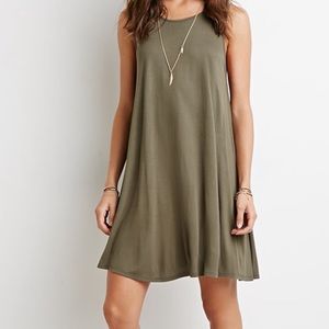 Olive Green Forever 21 Ribbed Tank Top Dress